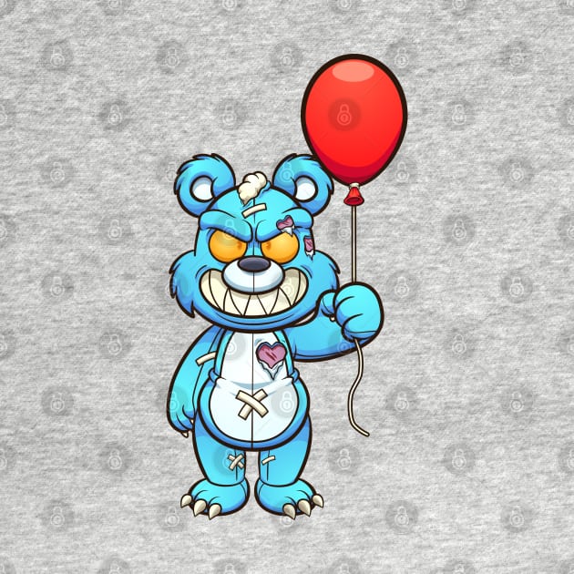 Evil Teddy bear with balloon by memoangeles